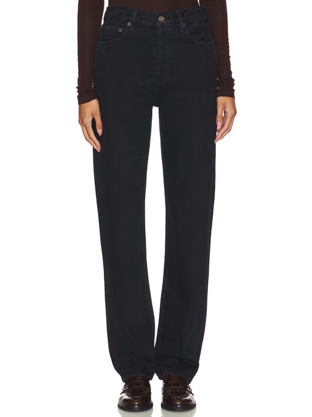Agolde 90's high waisted straight leg pants with pinch waist size 27 black